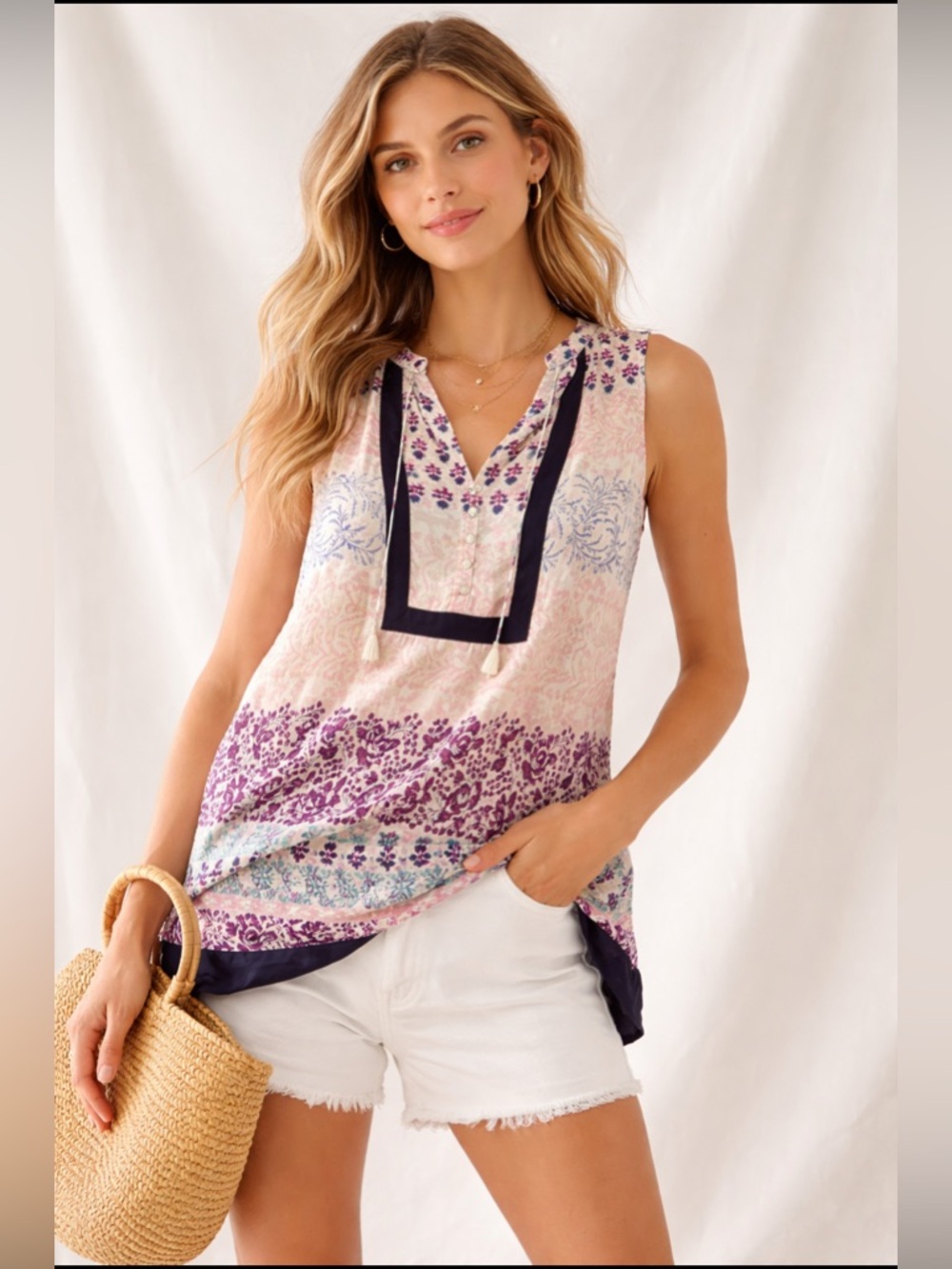 Maeve Anthropologie Silk Boho Tunic Blouse Tassel Tie Festival Top Size [XL